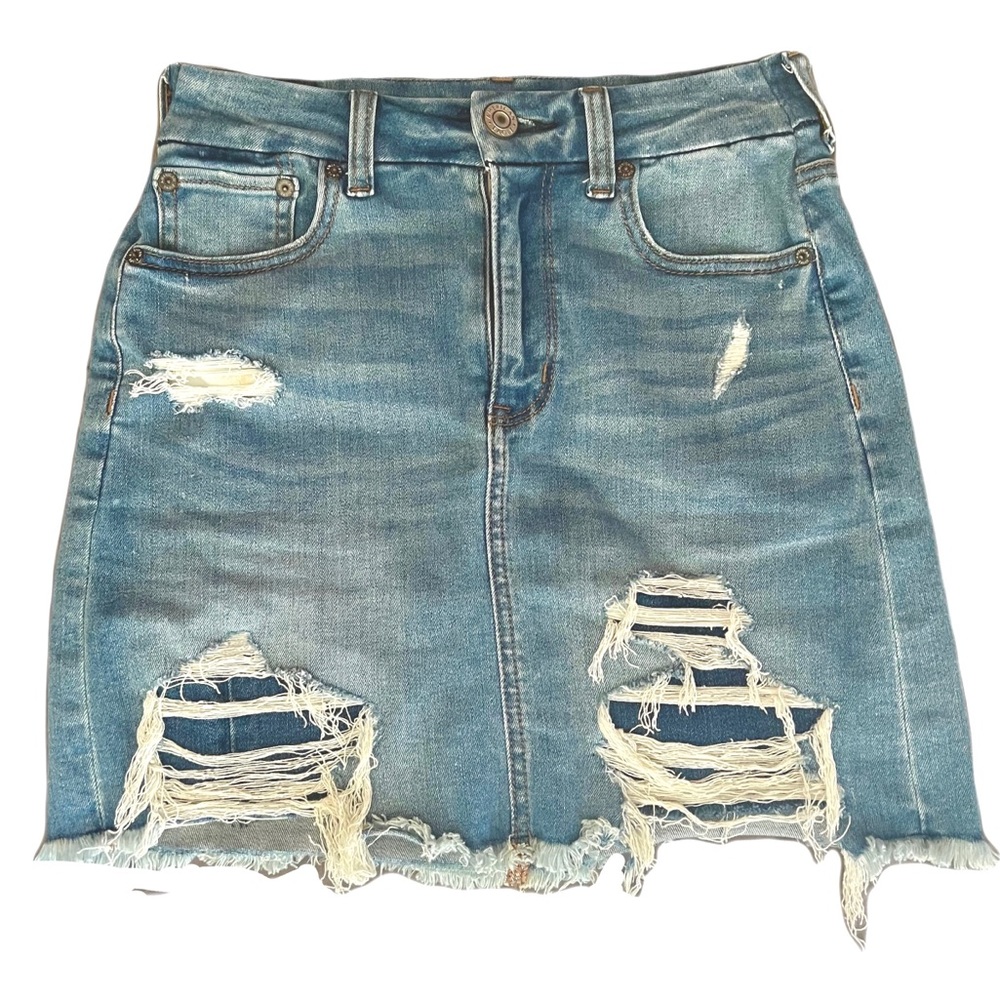 American Eagle denim ripped skirt with pockets